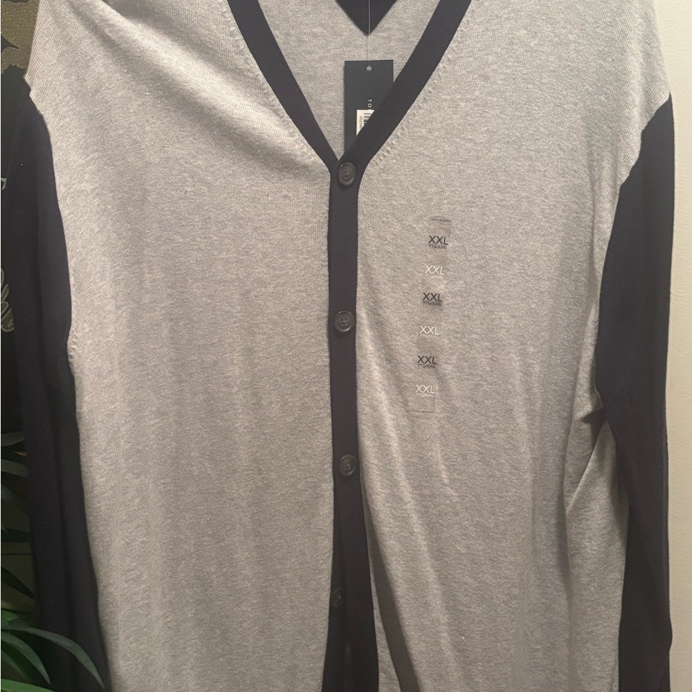 Tommy Hilfiger Black and Gray V-Neck Cardigan